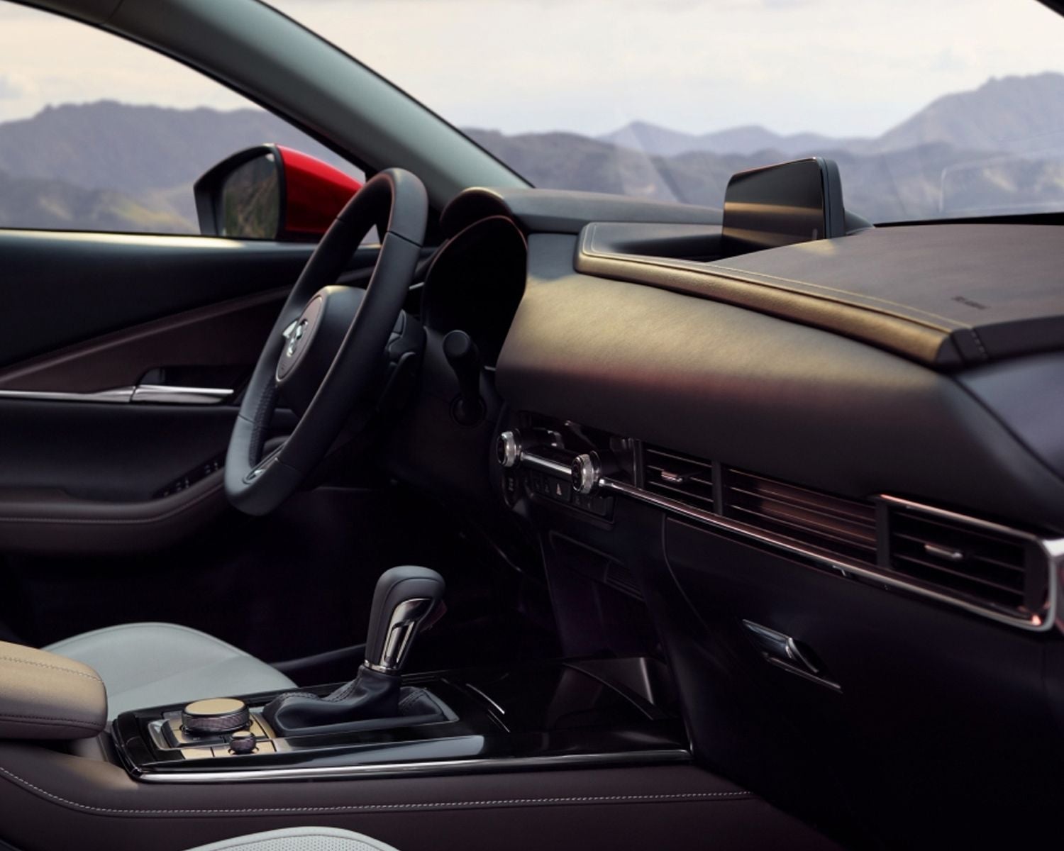 Interior dashboard shot of the 2025 Mazda CX-30.