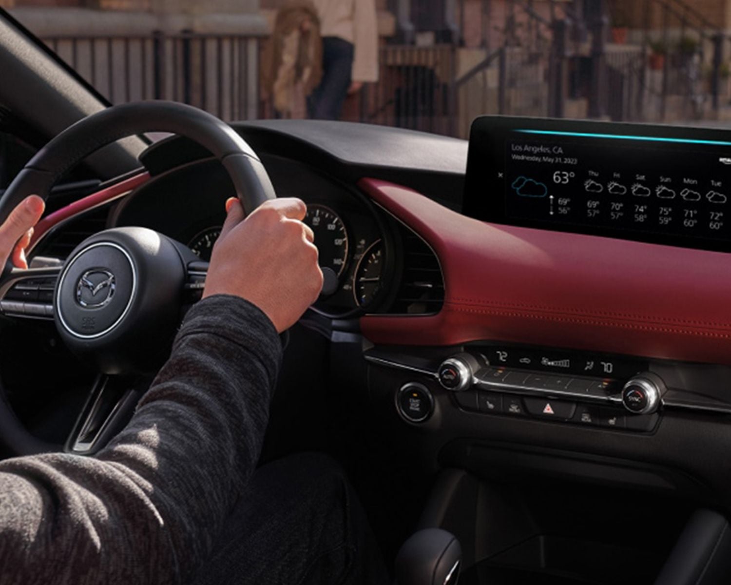 Interior dashboard shot of the 2026 MAZDA3 Hatchback.